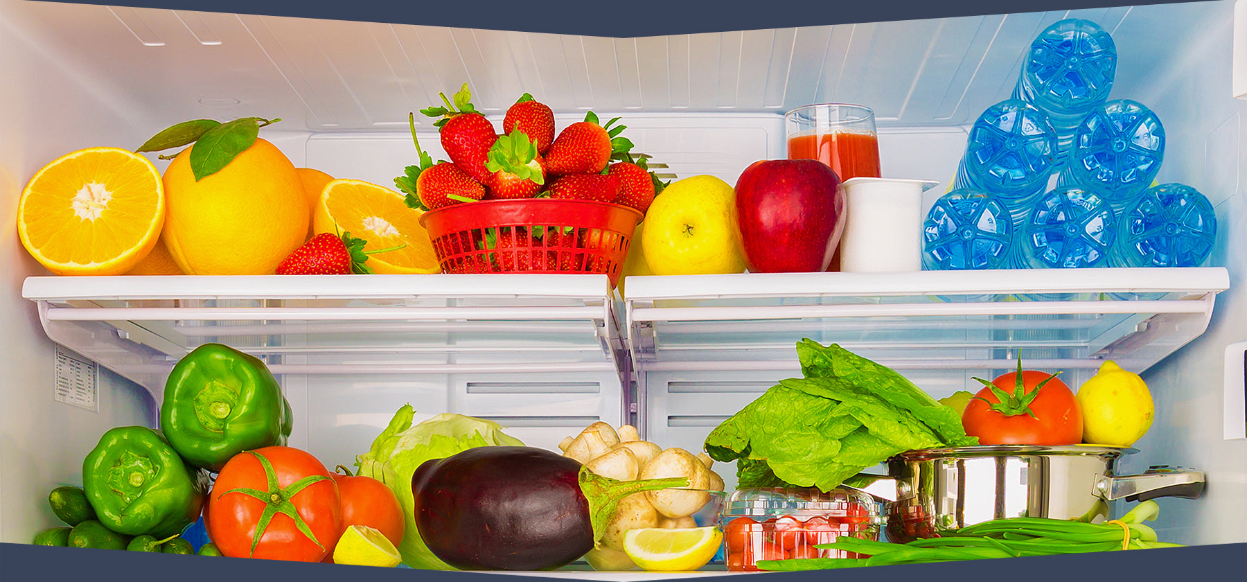 Fridge filled with natural products.