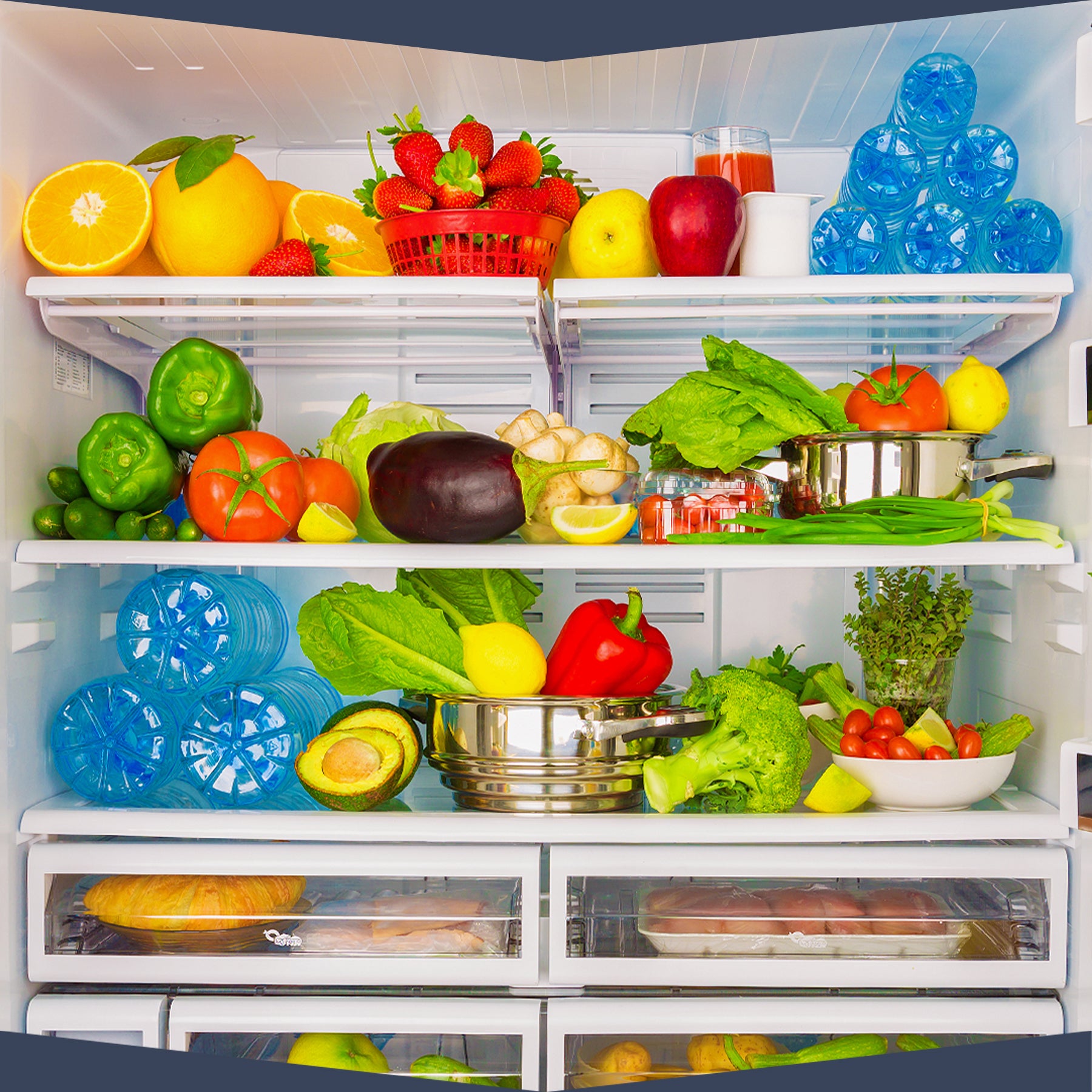 Fridge filled with natural products.