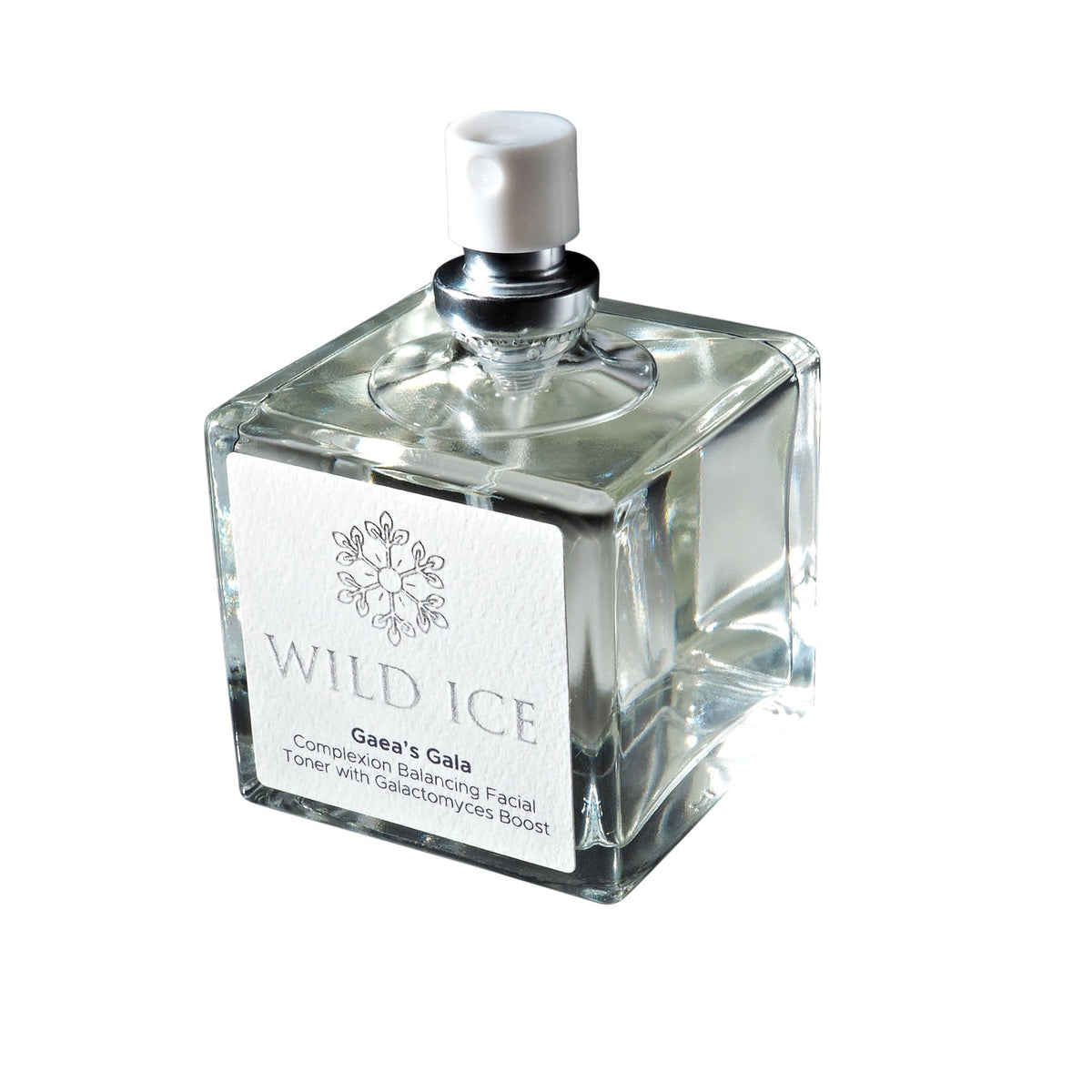 A bottle of Gaea's Gala essential-oil-free ferment toner with its pump uncovered, against a plain white background