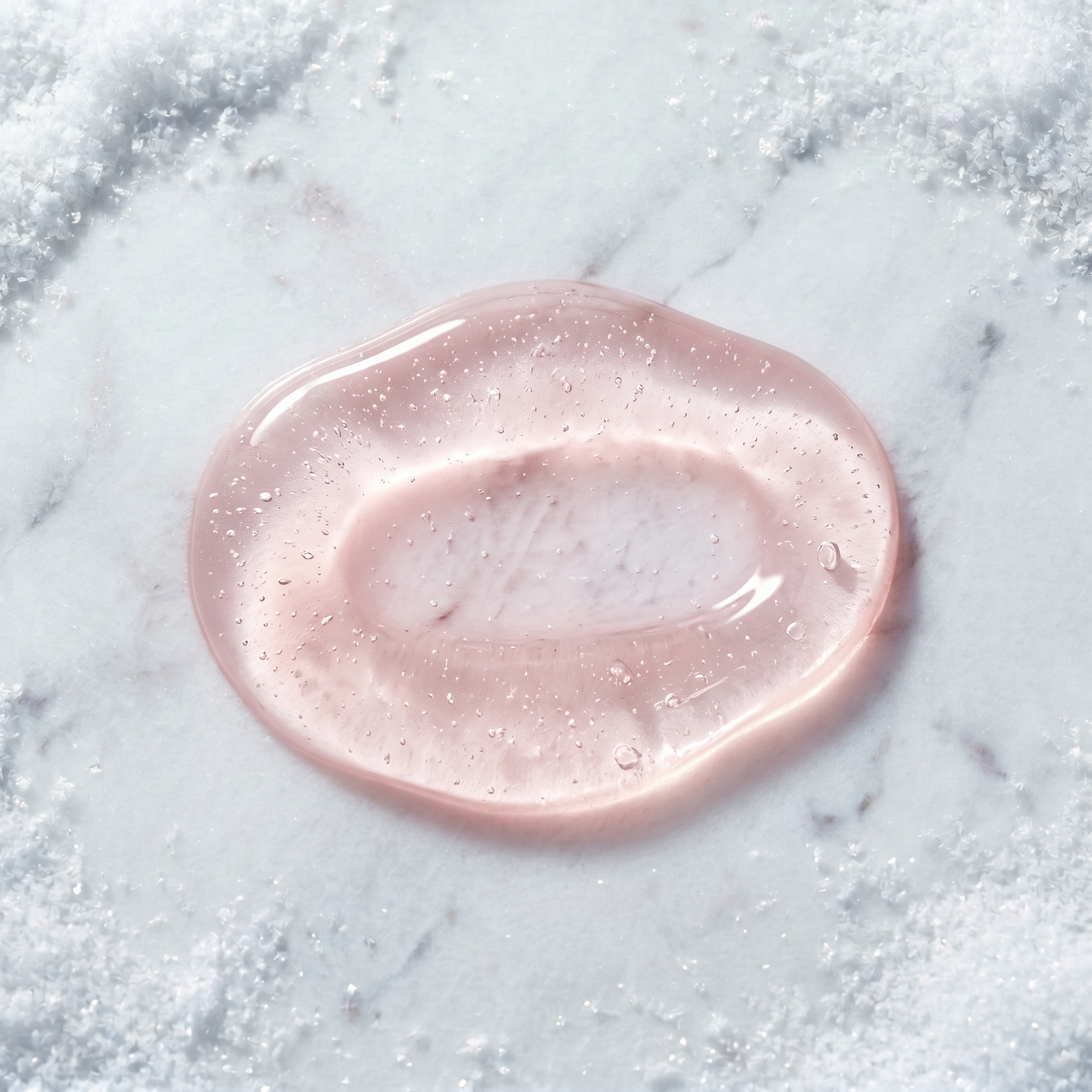 7 Winters gel serum swatch, cushioned and blush-clear