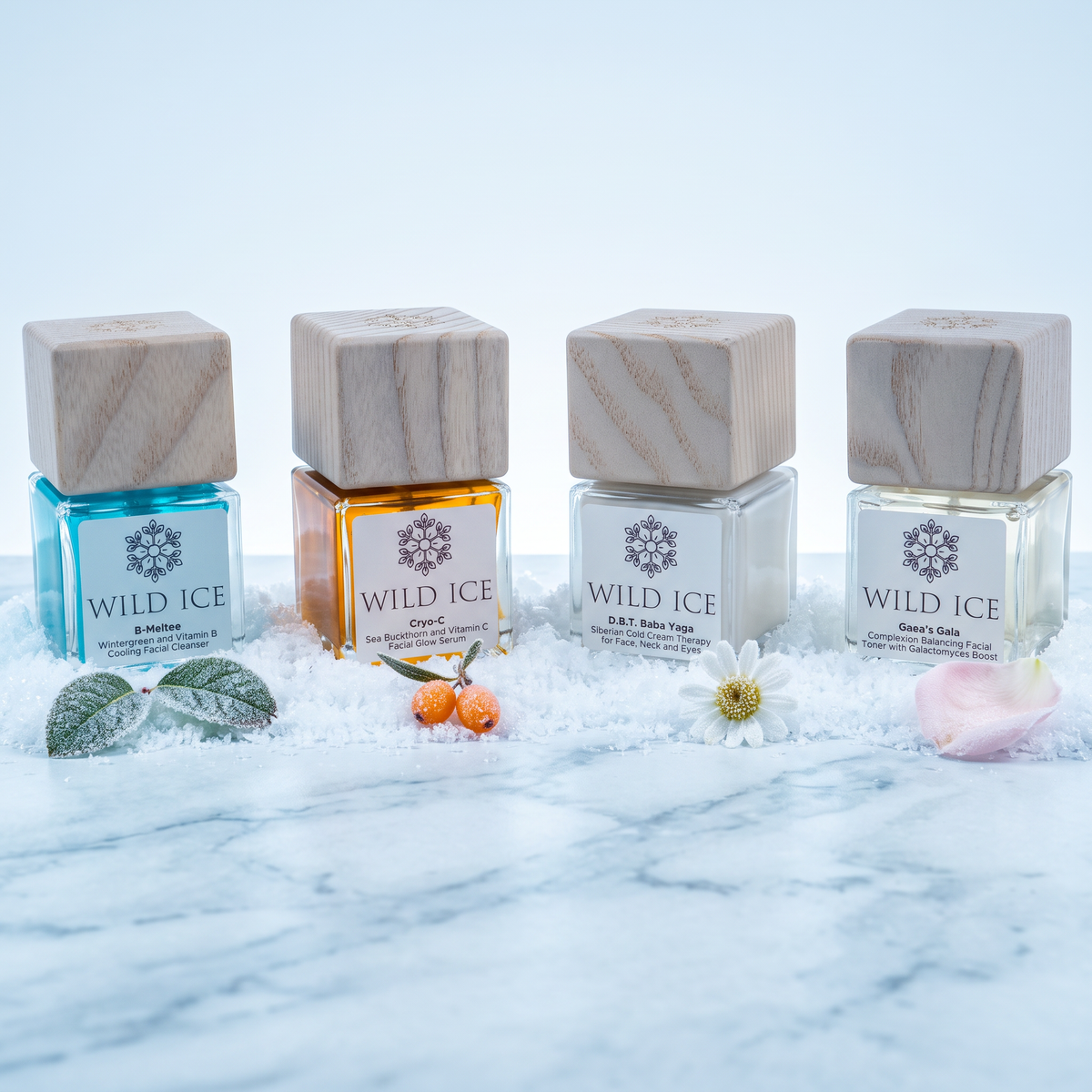 The Essentials Routine, cold-preserved skincare by Wild Ice Botanicals
