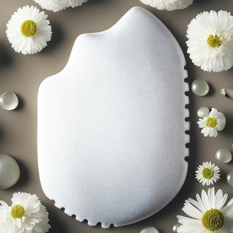 Mammoth's Tooth white jade gua sha stone