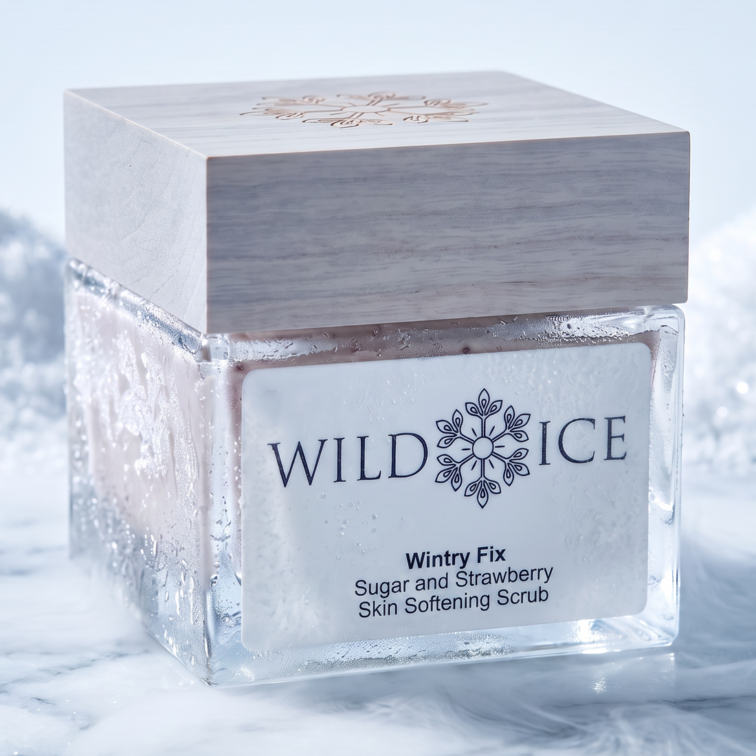 Wintry Fix: Strawberry Sugar Body Scrub, cold-preserved skincare by Wild Ice Botanicals