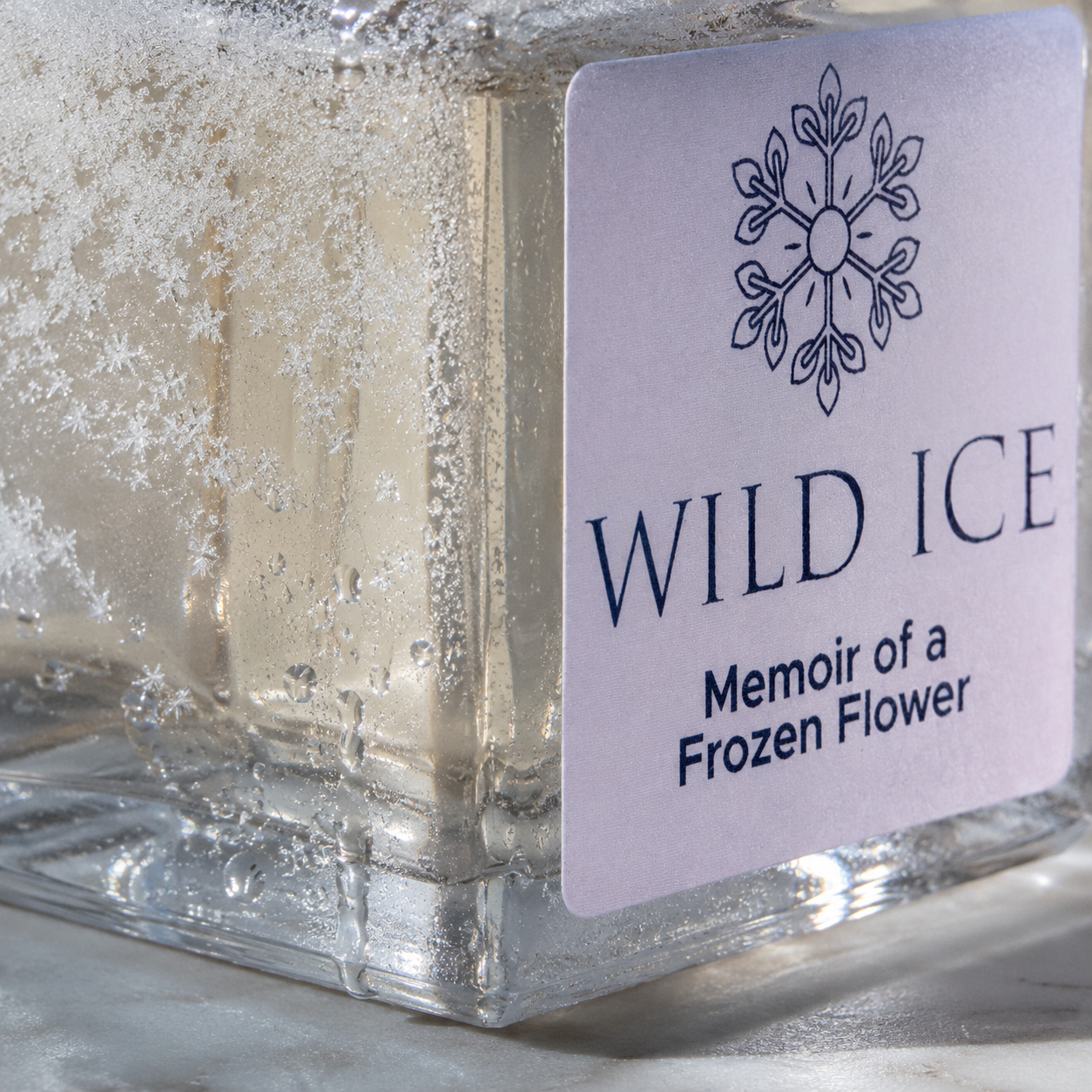Memoir of a Frozen Flower: Clean Perfume, Parfum Strength, cold-preserved skincare by Wild Ice Botanicals, close-up detail