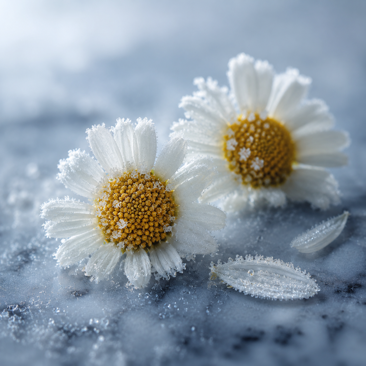 German chamomile at first frost