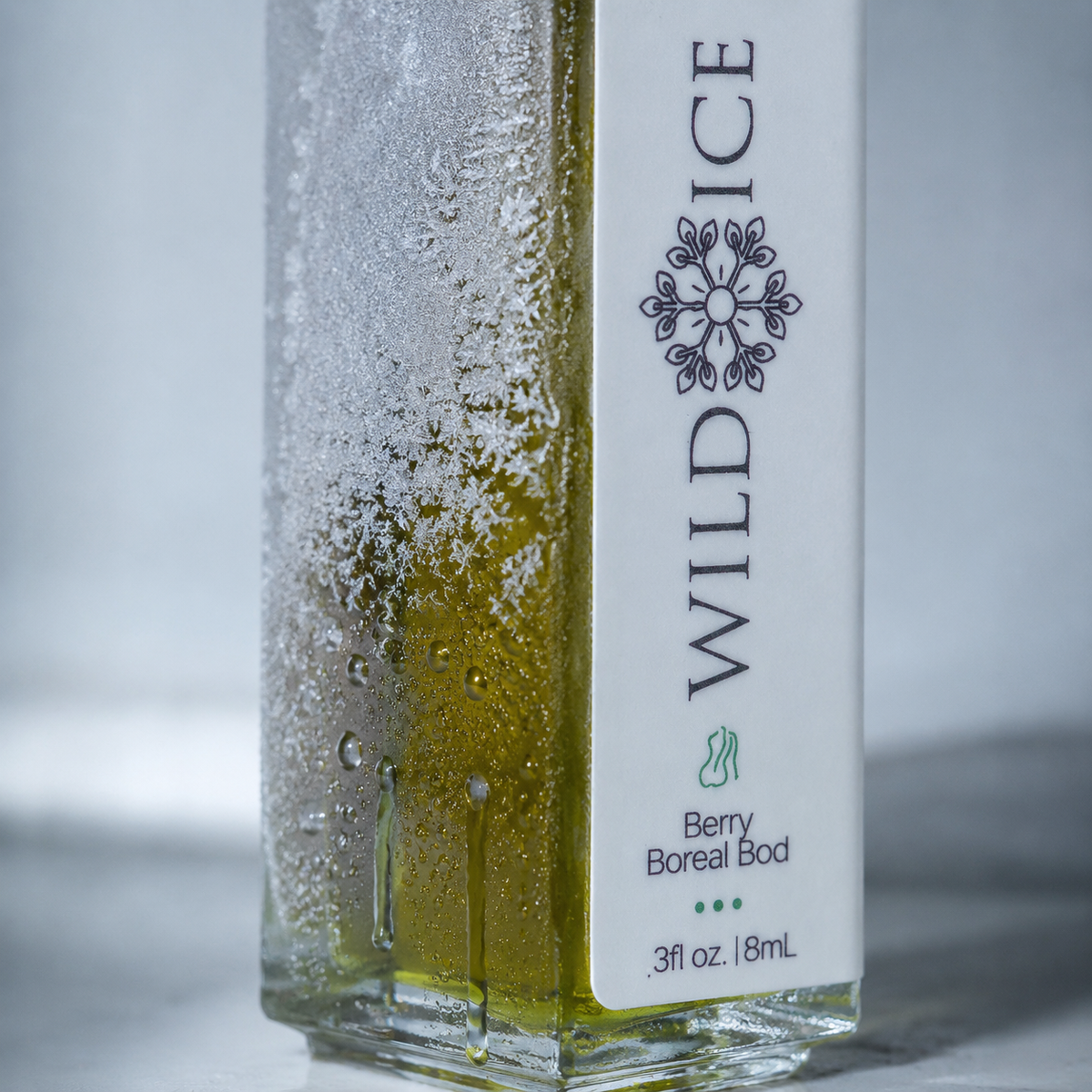 Mini Berry Boreal Bod: Blue Tansy & Elderberry Body Oil, cold-preserved skincare by Wild Ice Botanicals, close-up detail