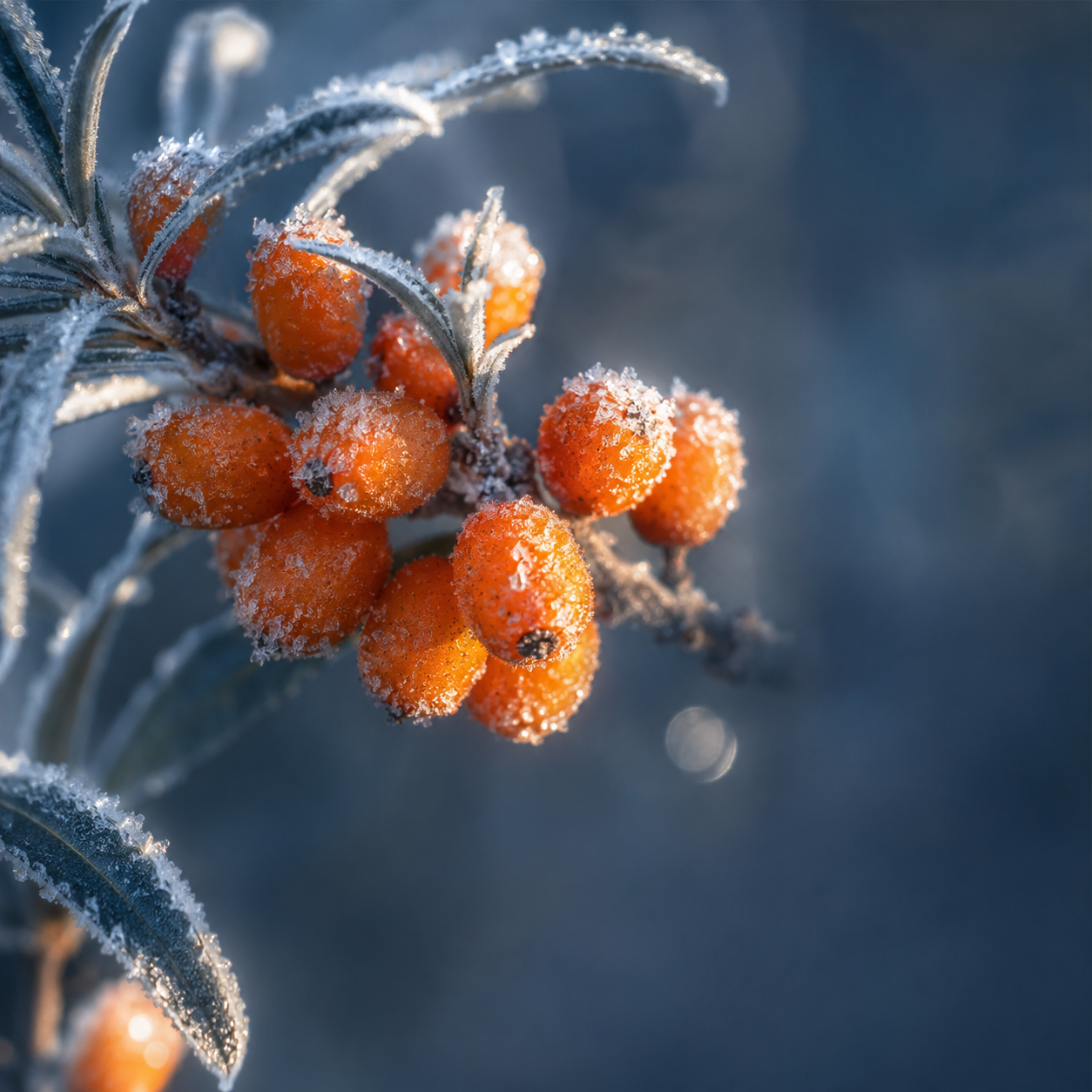 Frosted sea buckthorn berries, the antioxidant ingredient behind Cryo-C's color