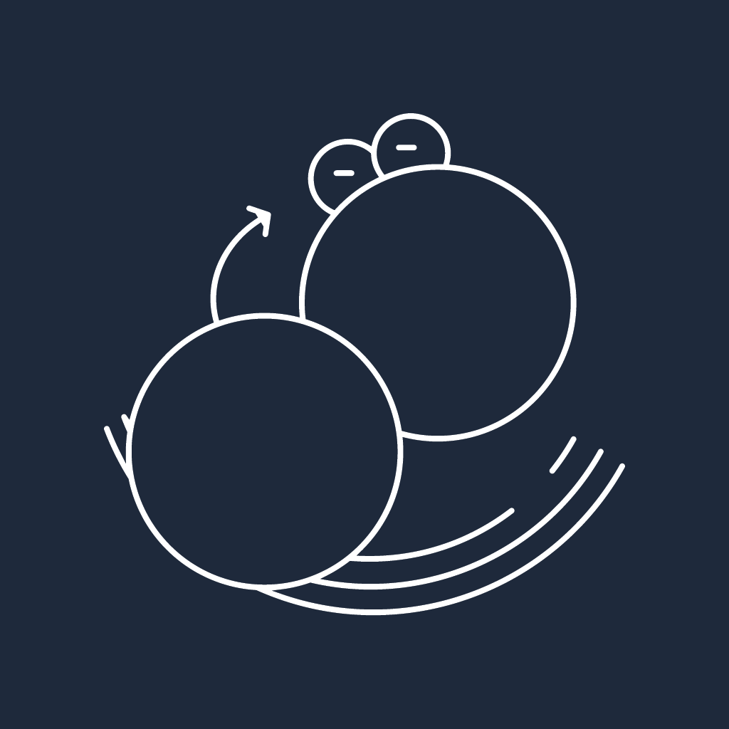 Redox reactions icon, white line art on brand navy